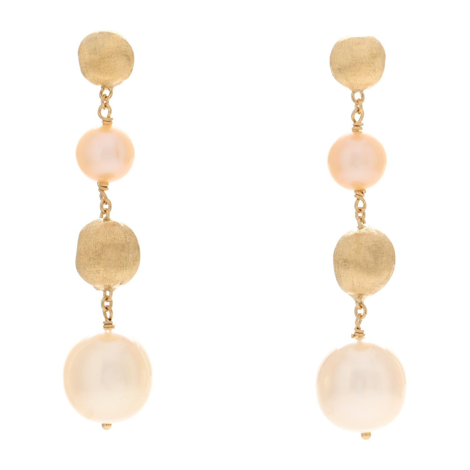 Marco Bicego 18K Yellow Gold Pearl Africa Alternating Drop Earrings 1 of 3