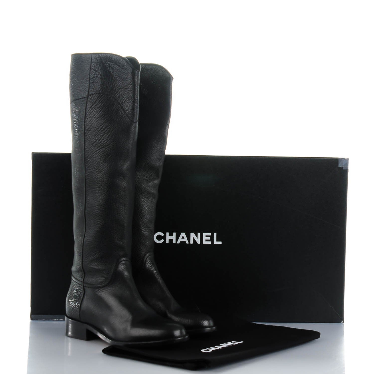 Chanel Calfskin Ascot Riding Boots 35.5 Black 7 of 8