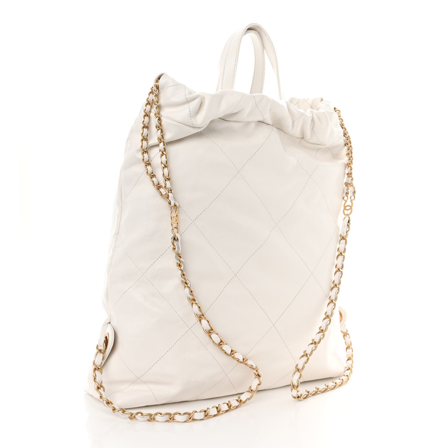Chanel Shiny Calfskin Quilted Chanel 22 Backpack White 3 of 10