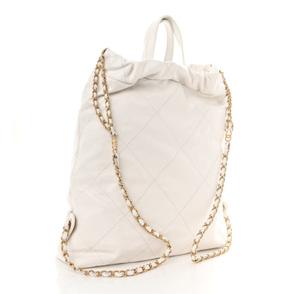 Chanel Shiny Calfskin Quilted Chanel 22 Backpack White 3 of 10