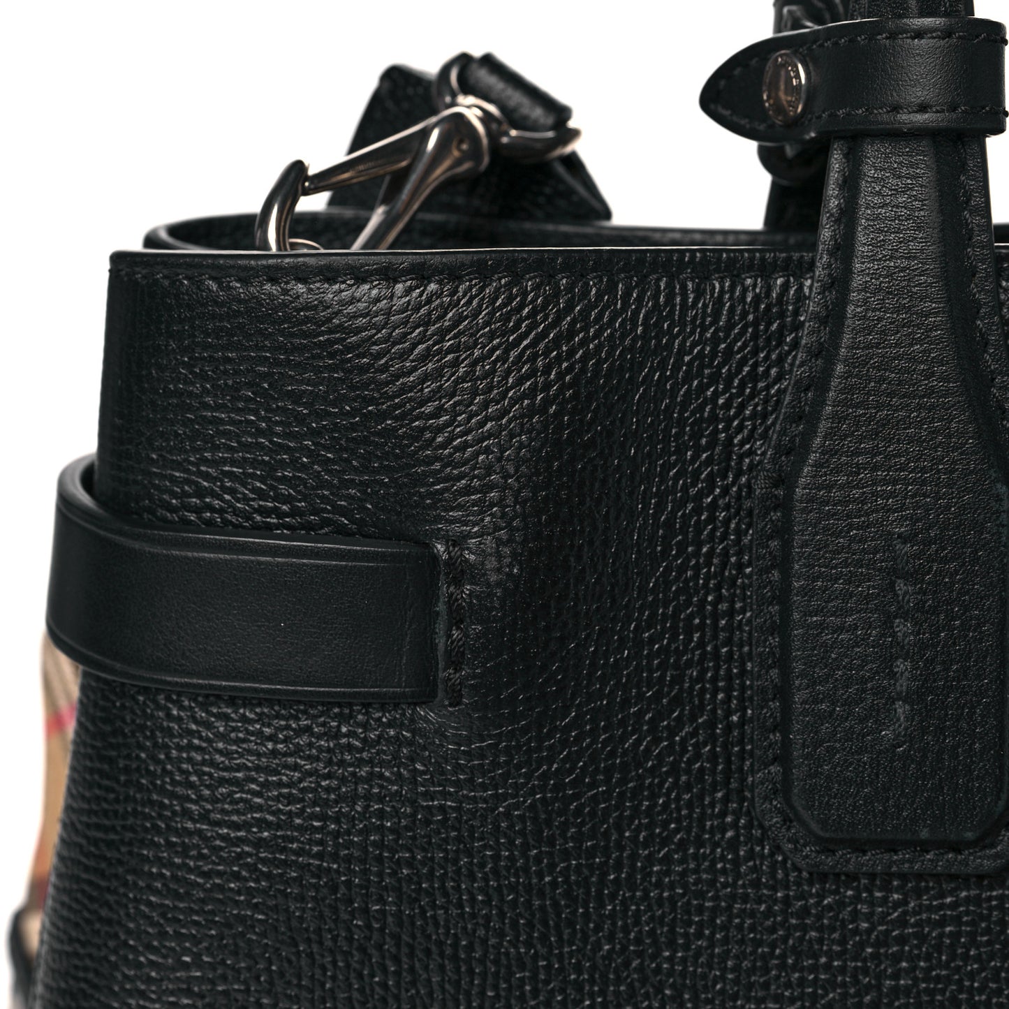 Derby Calfskin House Check Medium Banner Tote Black