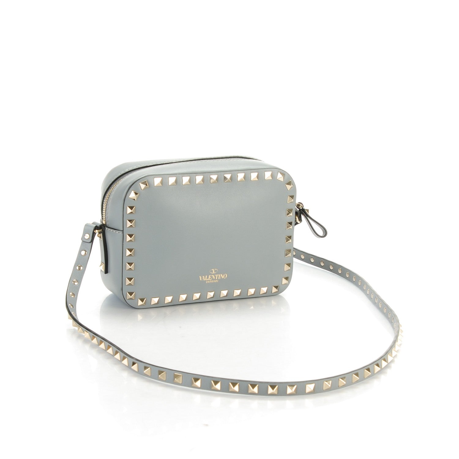 Valentino Garavani Calfskin Rockstud Camera Crossbody Bag Light Stone 3 of 7