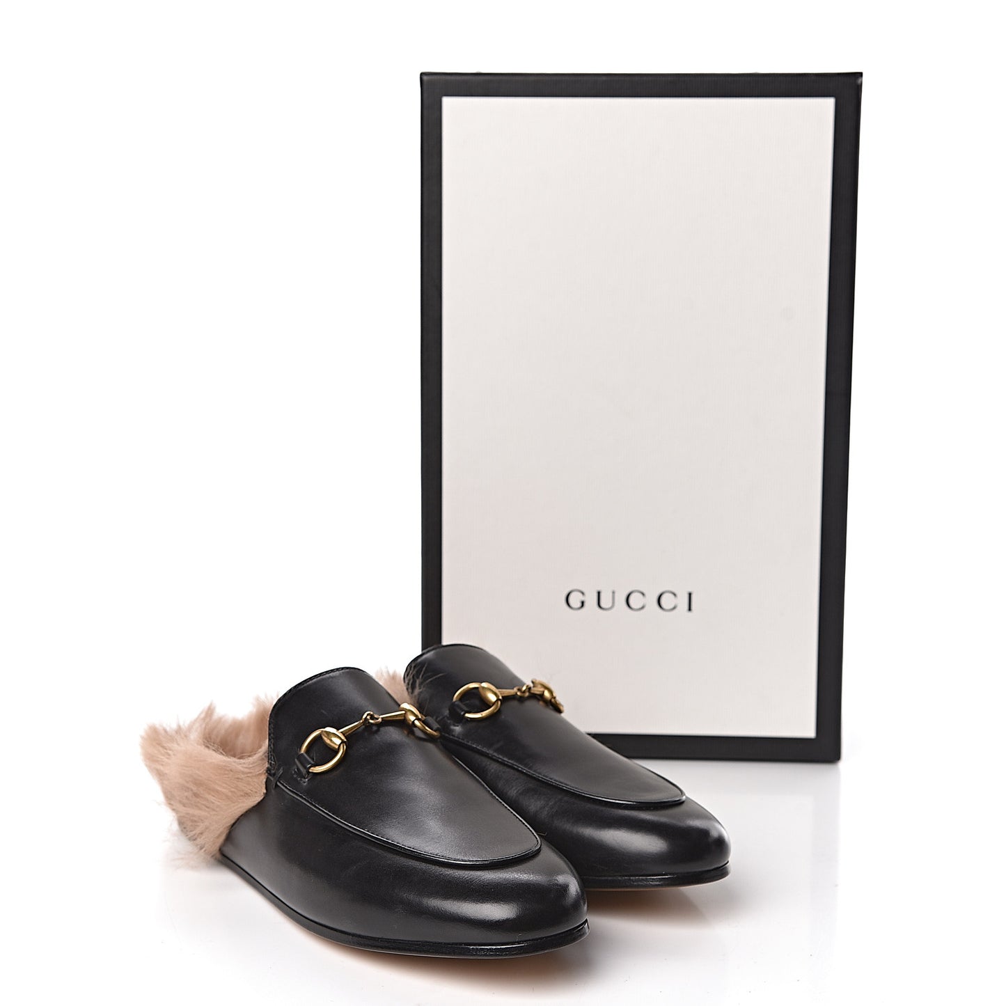 Calfskin Fur Womens Princetown Slippers 37.5 Black
