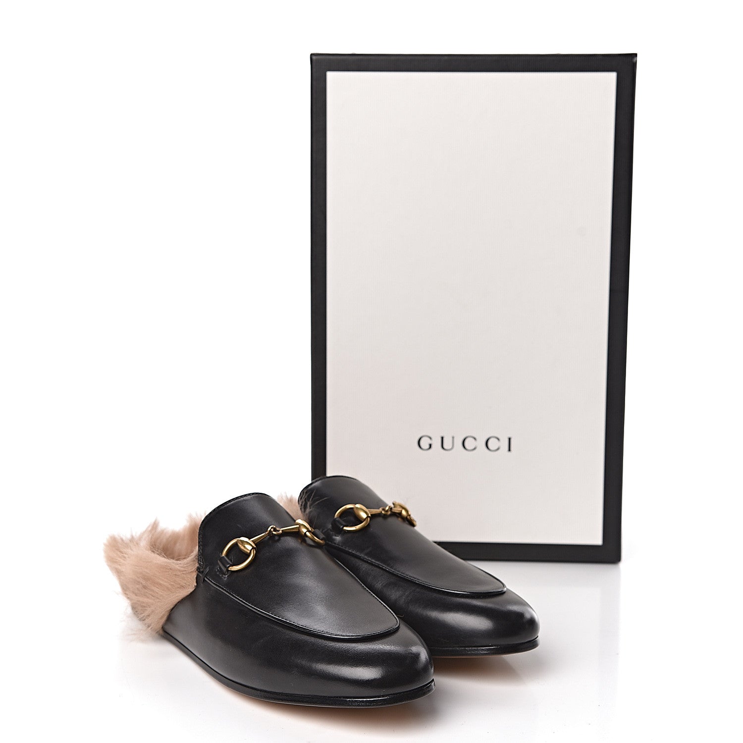 Gucci Calfskin Fur Womens Princetown Slippers 37.5 Black 8 of 8