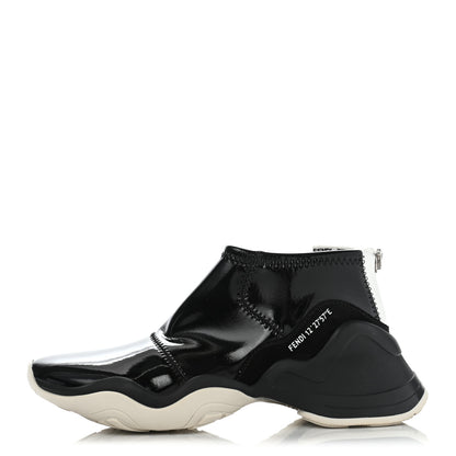 Fendi Vernice High-Tech Womens FFluid Zip Up Sneakers 38.5 Black White 1 of 13