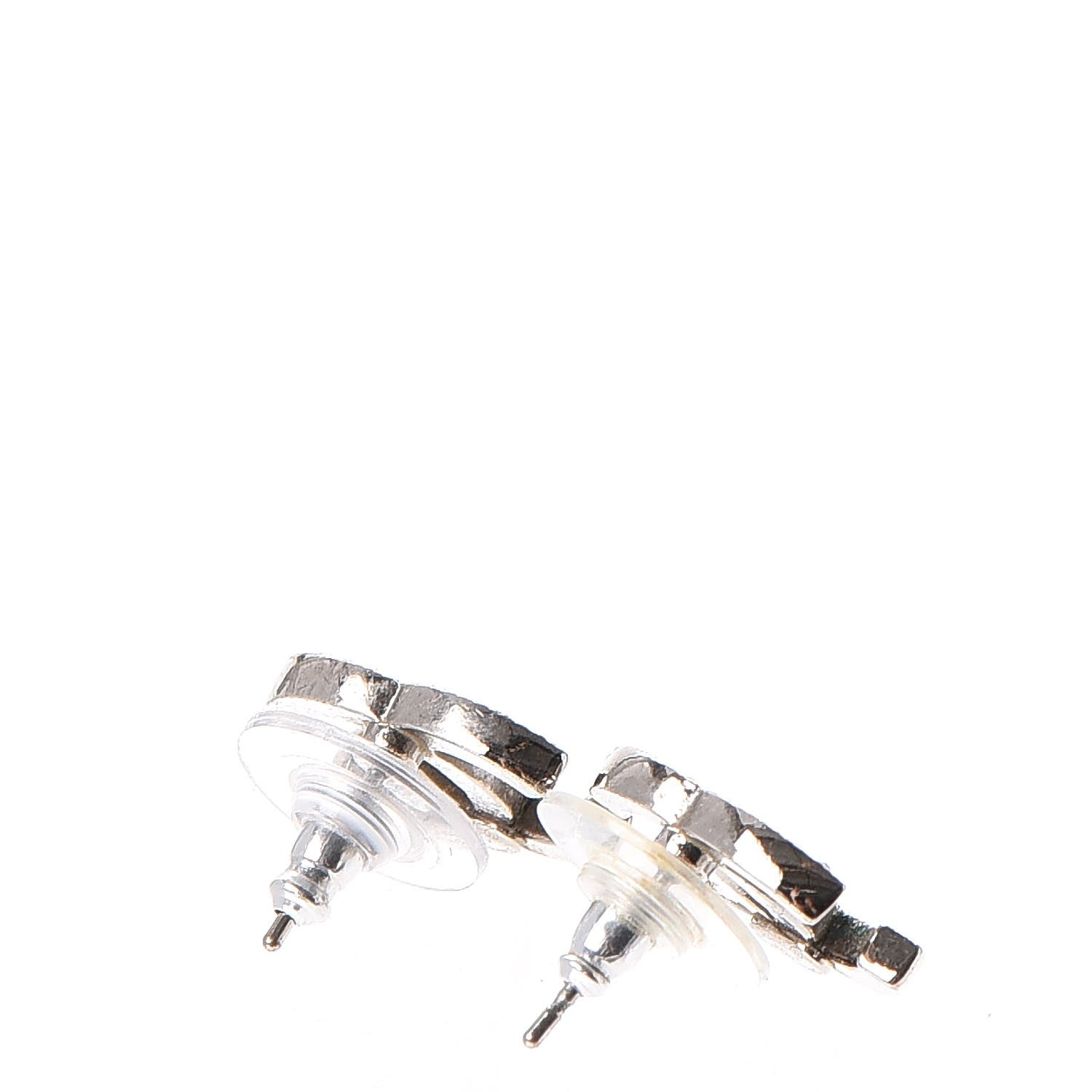 Chanel Crystal CC Earrings Silver 3 of 7