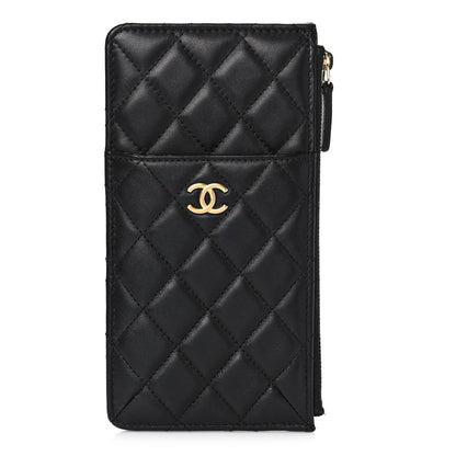 Chanel Lambskin Quilted Egyptian Amulet Classic Flat Wallet Pouch Black 1 of 10
