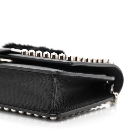 Fendi Vitello Elite Mink Fur Studded Karlito Tube Wallet on Chain Black 10 of 11