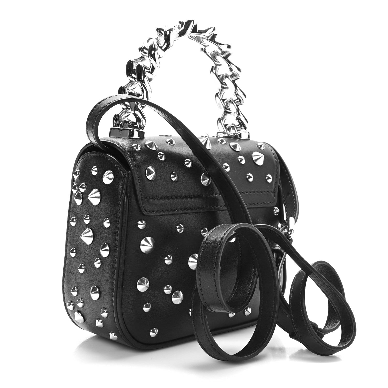 Versace Grained Calfskin Spiked Micro La Medusa Bag Black 3 of 8