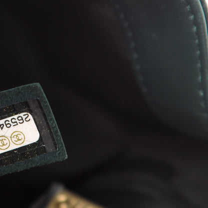 Chanel CHANE Glazed Calfskin Chevron Quilted Large Hampton Flap Dark Green 8 of 11