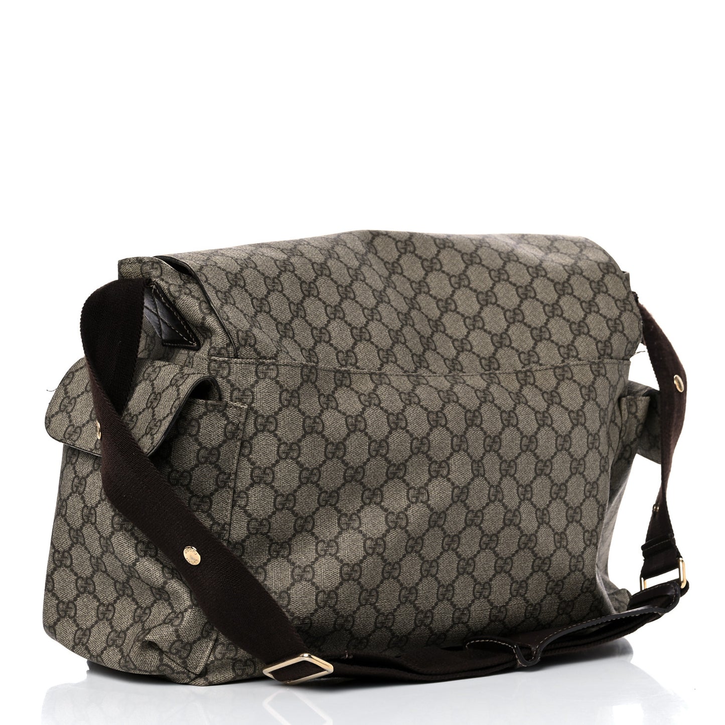 GG Plus Monogram Messenger Diaper Bag Dark Brown