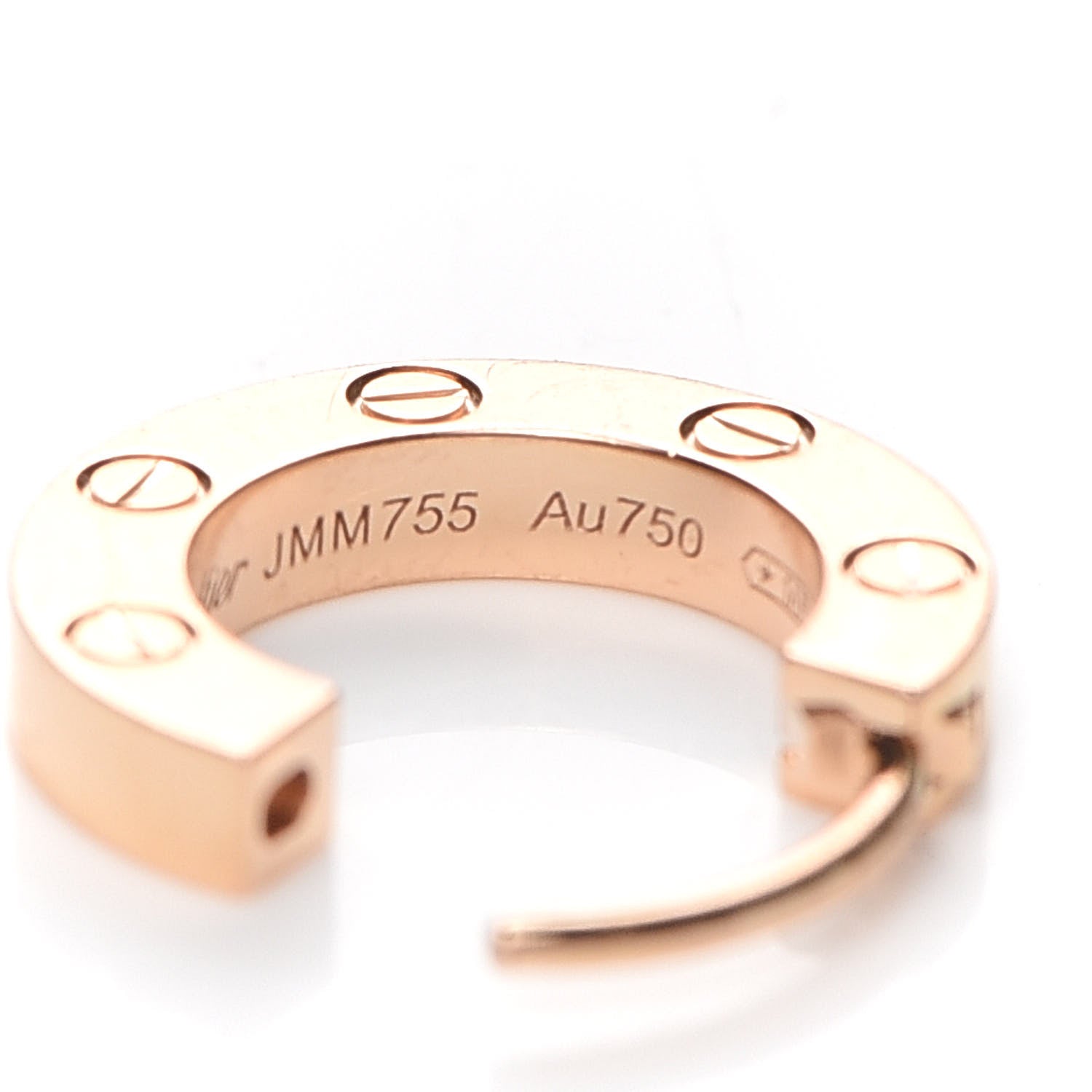 Cartier 18K Pink Gold Single LOVE Hoop Earring 5 of 8