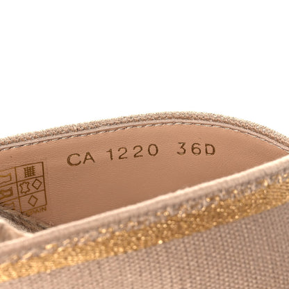 Christian Dior Canvas Embroidered Granville Espadrille Crisscross Flat Slide Sandals 36 Gold 8 of 9