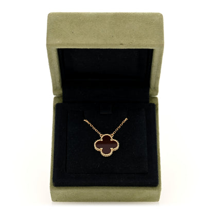 Van Cleef & Arpels 18K Yellow Gold Carnelian Vintage Alhambra Pendant Necklace 5 of 5