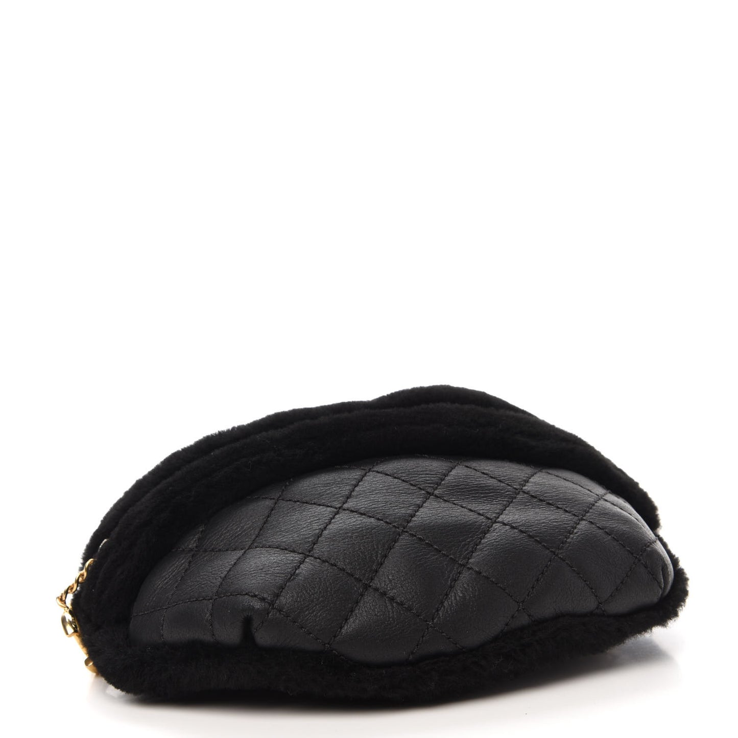 Calfskin Fur Quilted Waist Bag Fanny Pack Black