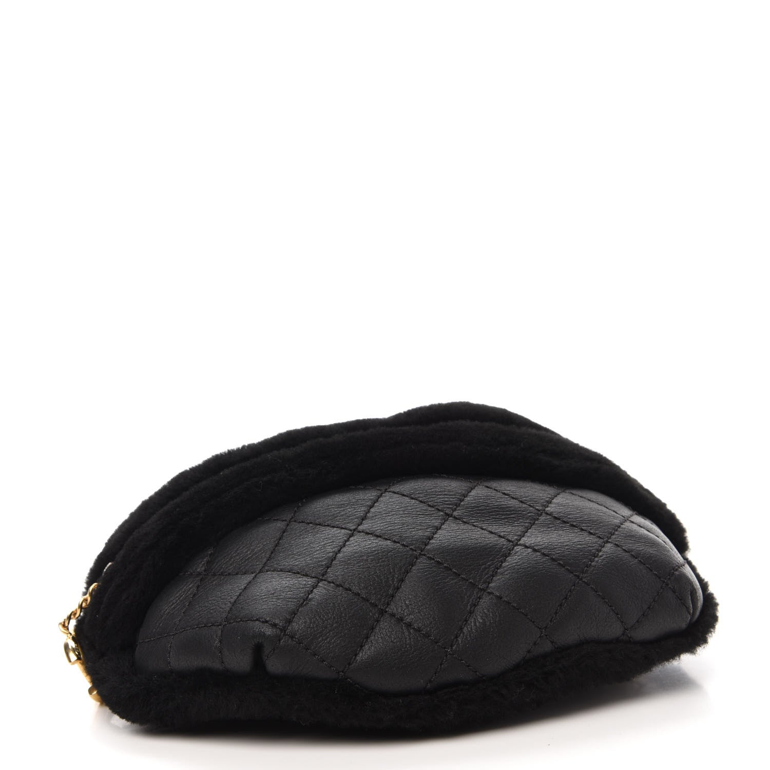 Chanel Calfskin Fur Quilted Waist Bag Fanny Pack Black 4 of 11