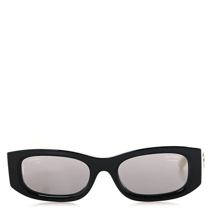 Chanel Acetate Rectangle Sunglasses 5525 Black White 2 of 7