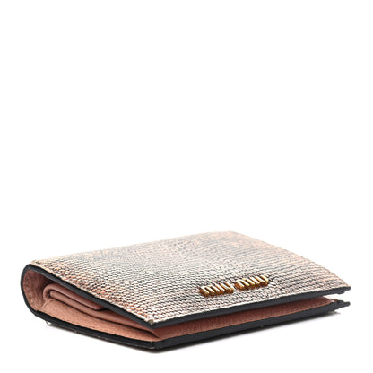 Miu Miu Lizard Embossed Goatskin Madras Cuori Compact Wallet Orchidea 4 of 8