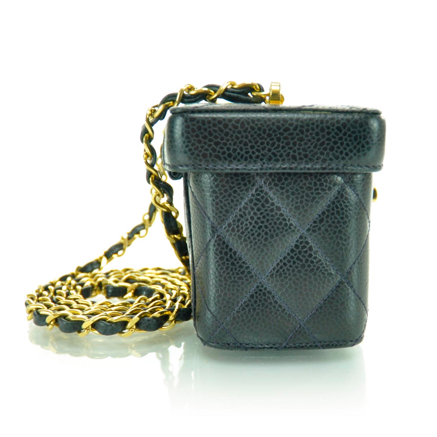 Caviar Quilted Mini Vanity Bag Navy