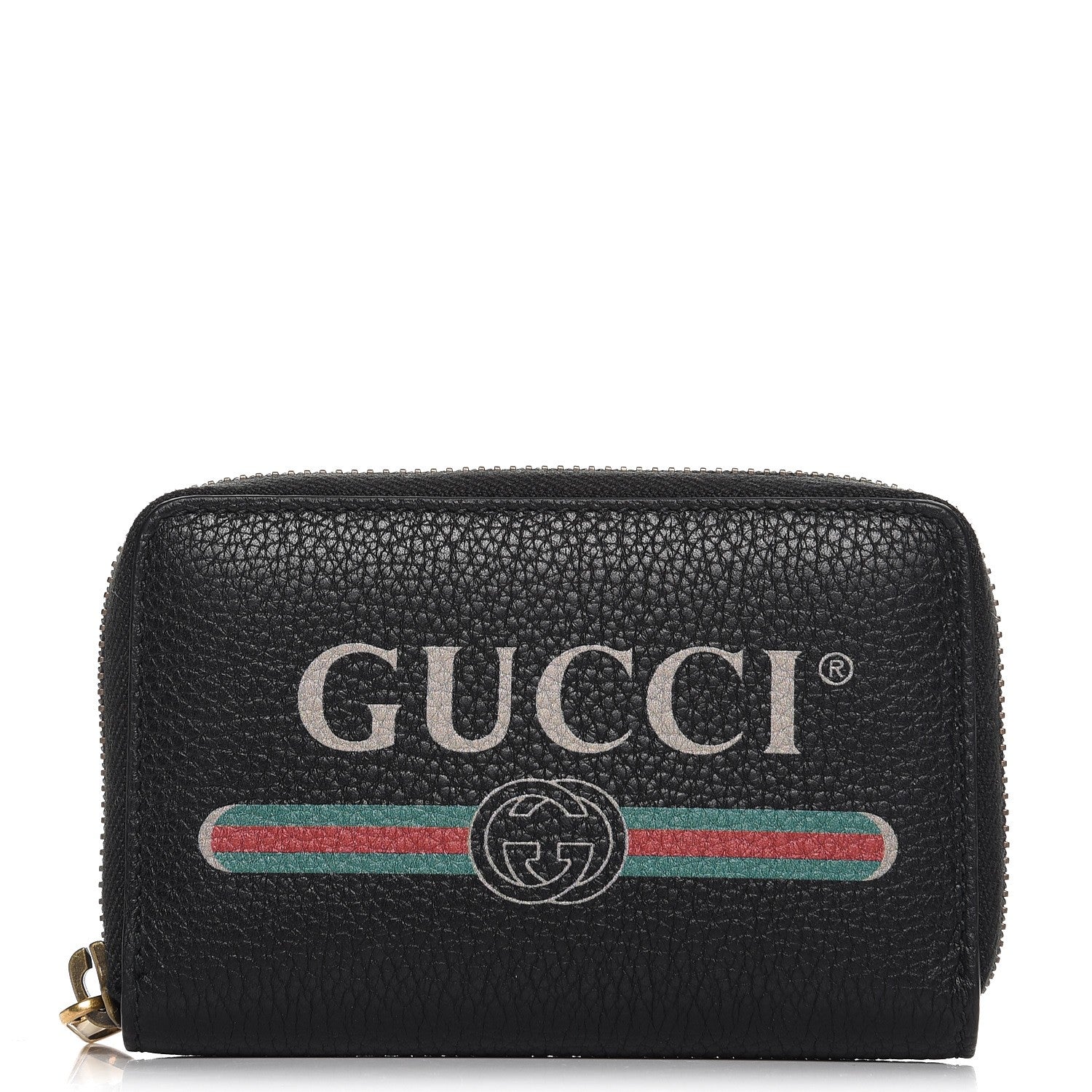 Gucci Calfskin Logo Zip Around Card Case Black 1 of 7