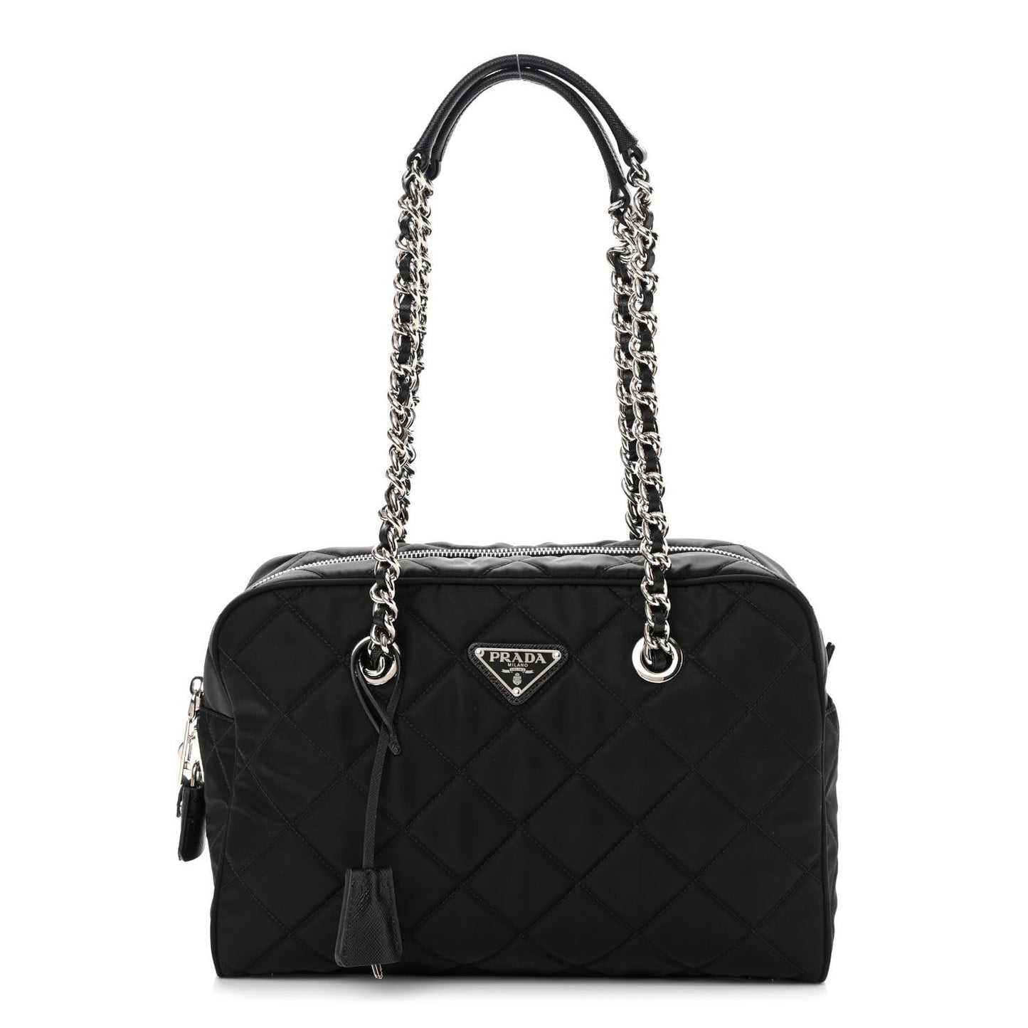 Nylon Tessuto Impuntu Quilted Shoulder Bag Black