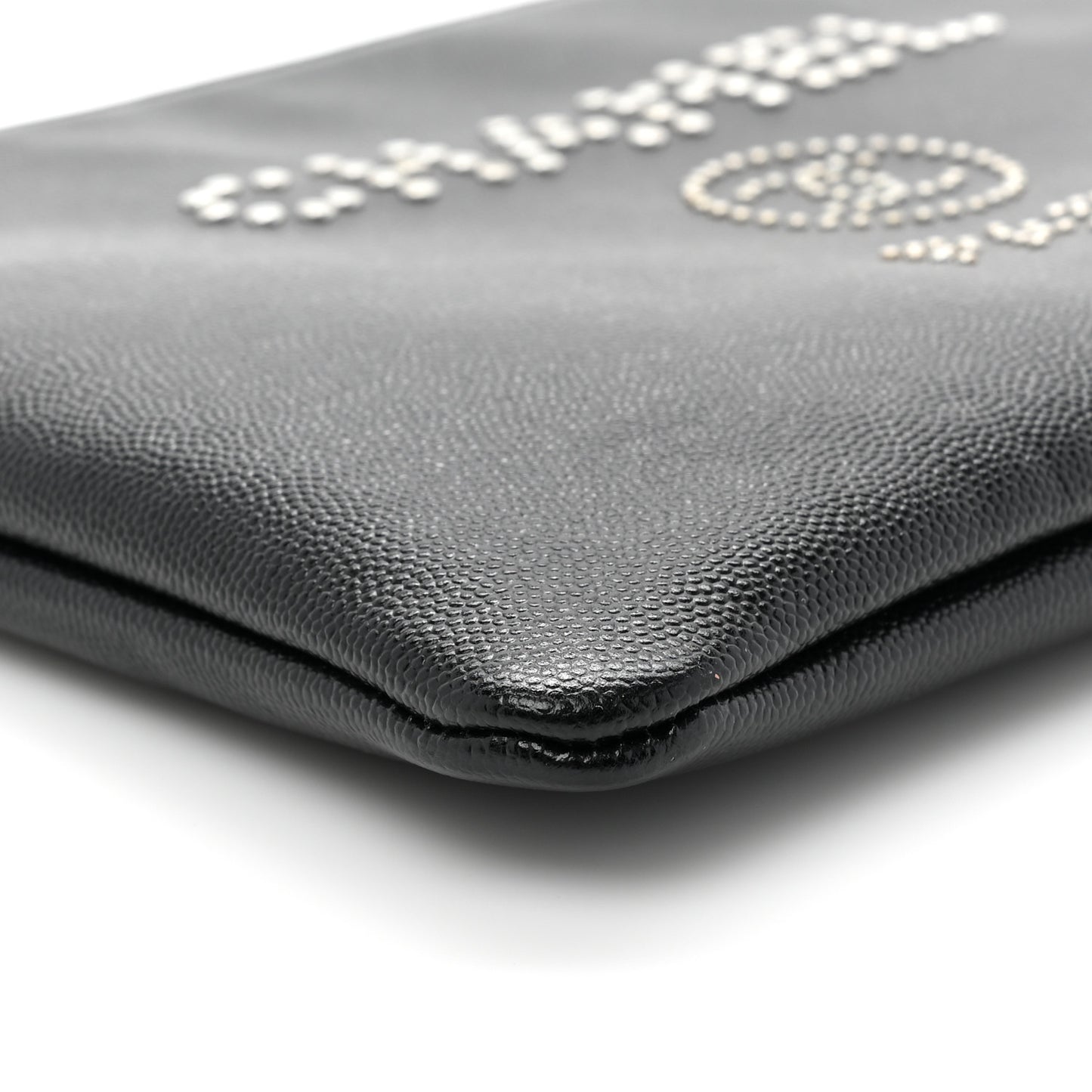 Caviar Studded Medium Deauville Pouch Black