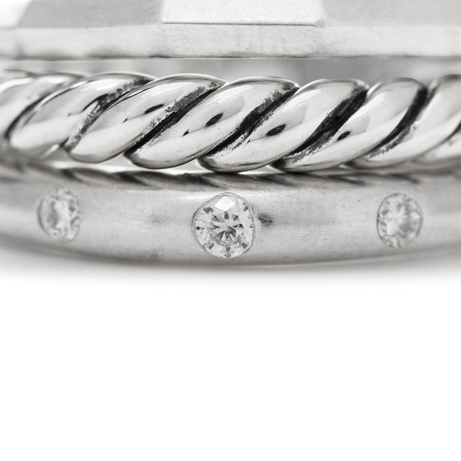 David Yurman Sterling Silver Diamond 9mm Stax Narrow Ring 51 5.75 5 of 5