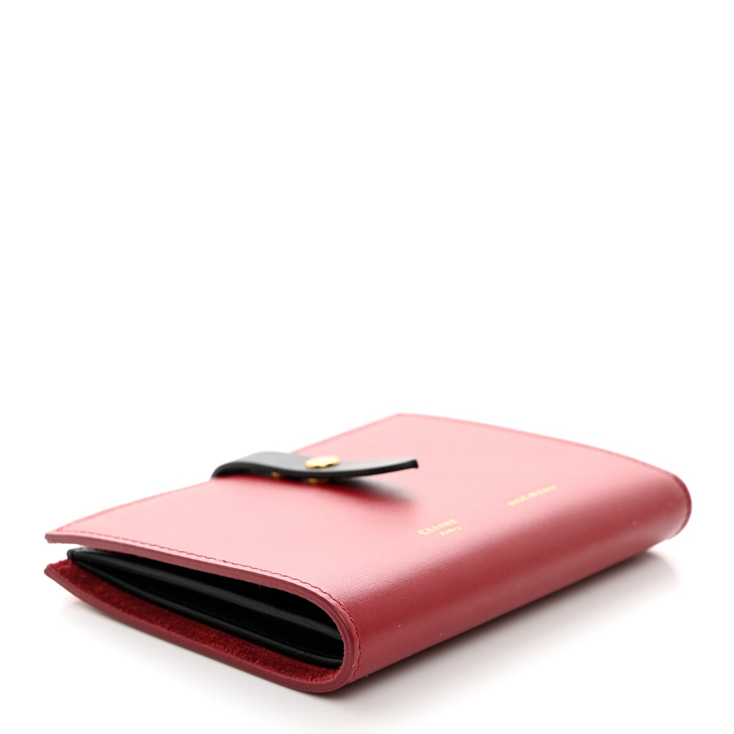 Smooth Calfskin Medium Multifunction Strap Wallet Coquelicot
