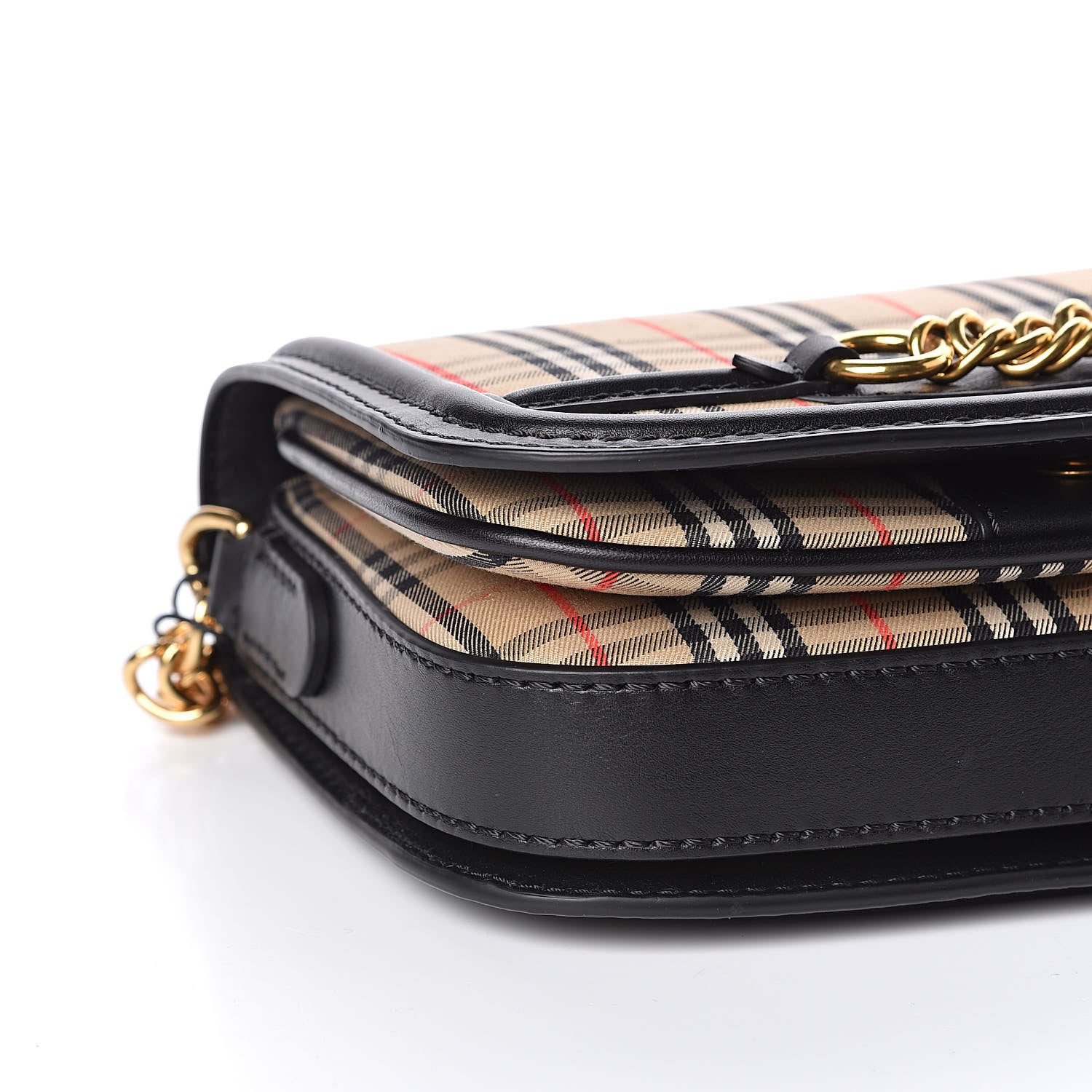 Burberry Smooth Calfskin 1983 Knight Check Link Shoulder Bag Black 7 of 9