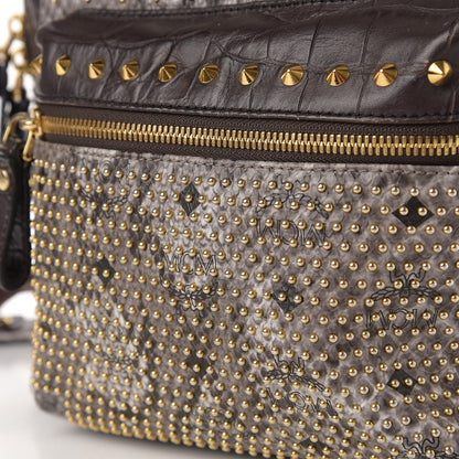 MCM Visetos Snakeskin Printed Studded Small Stark Backpack Light Grey 12 of 13