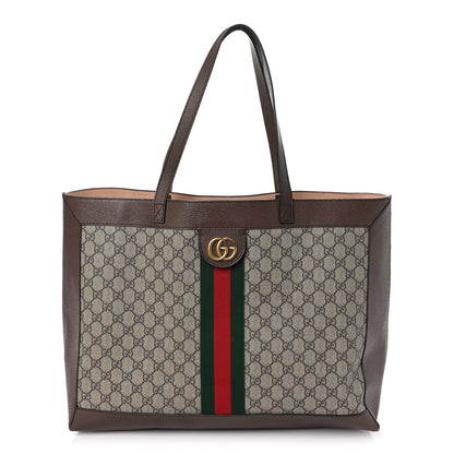 Gucci GG Supreme Monogram Web Ophidia Tote Brown 1 of 10