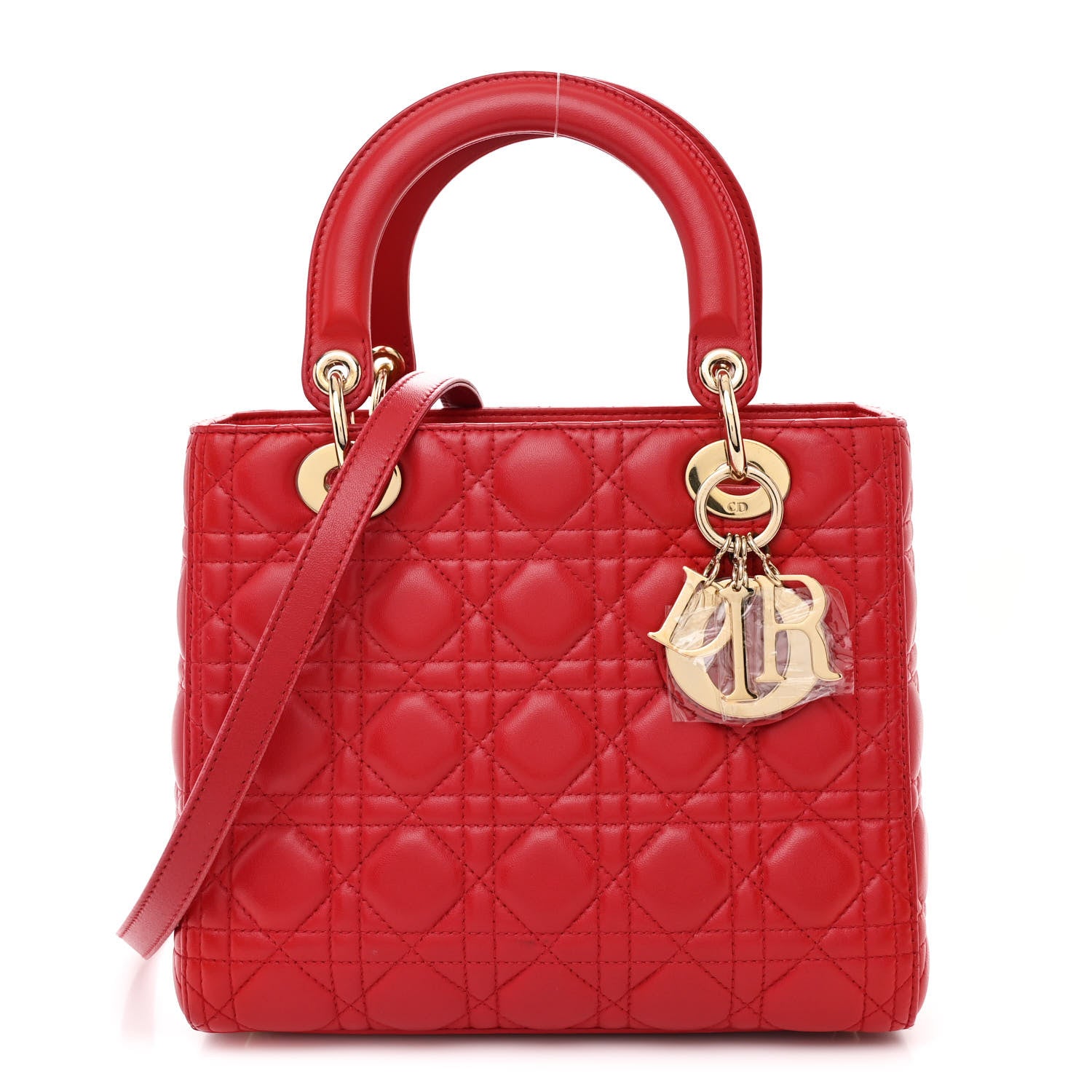 Christian Dior Lambskin Cannage Medium Lady Dior Red 1 of 12