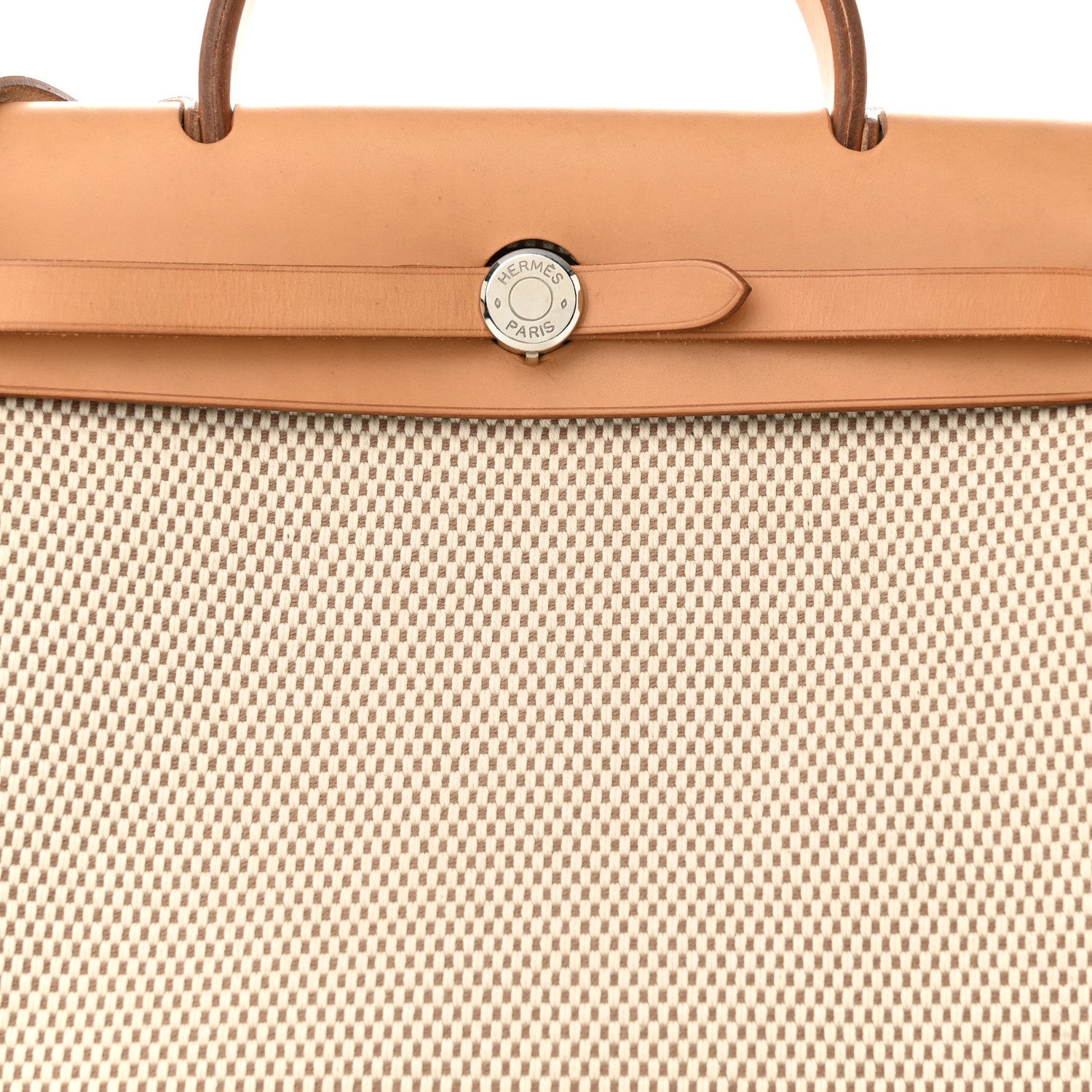 Hermes Toile Vache Calfskin Herbag 30 PM Black Natural 10 of 12