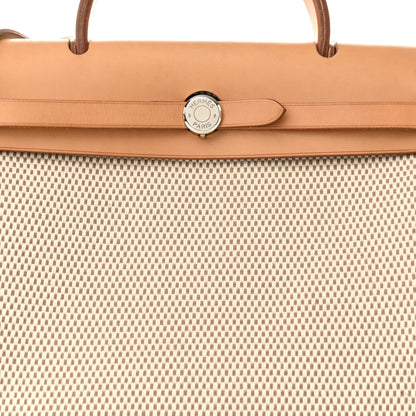 Hermes Toile Vache Calfskin Herbag 30 PM Black Natural 10 of 12
