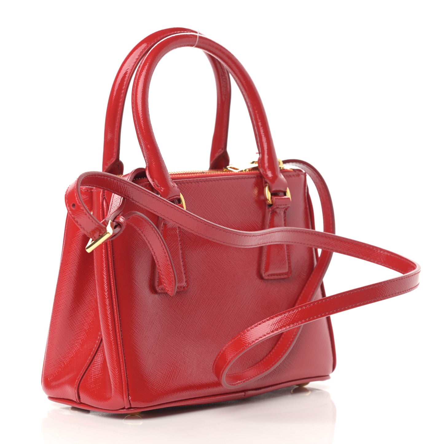 Saffiano Mini Galleria Double Zip Tote Fuoco