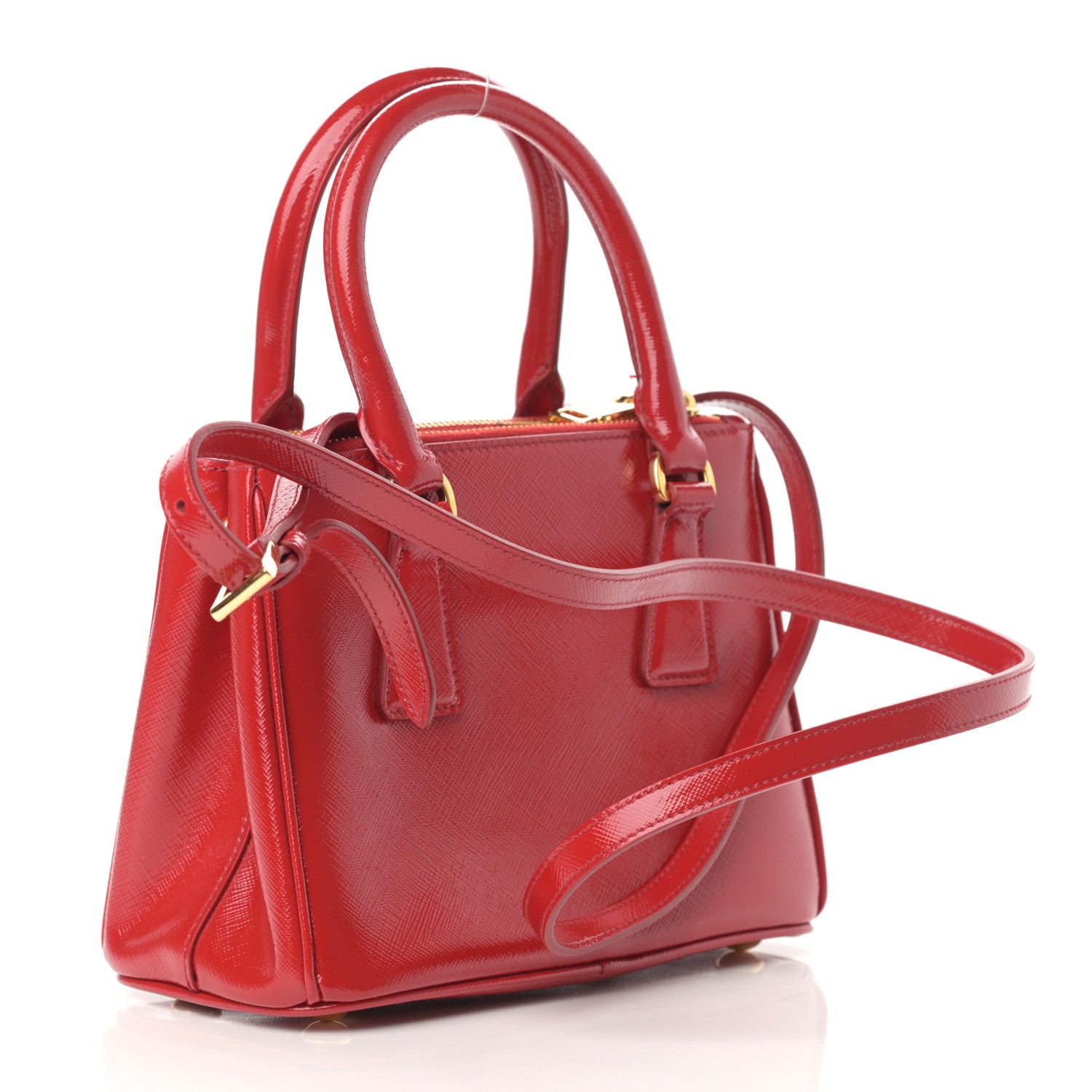 Prada Saffiano Mini Galleria Double Zip Tote Fuoco 3 of 17