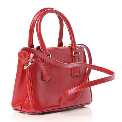 Prada Saffiano Mini Galleria Double Zip Tote Fuoco 3 of 17