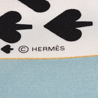 Hermes Silk Jeu de Cartes Scarf 90 Bleu Glacier Rouge Black 4 of 4