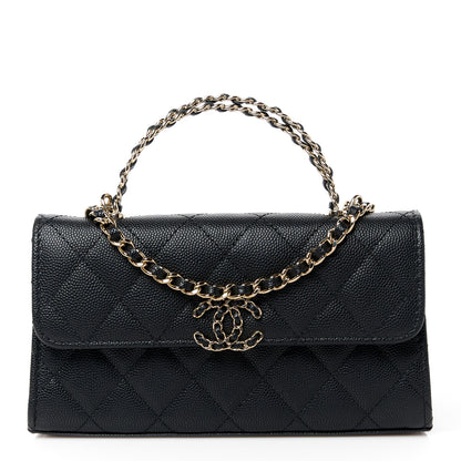 Chanel Caviar Quilted Chain Match Top Handle Phone Holder With Chain Black 1 of 10