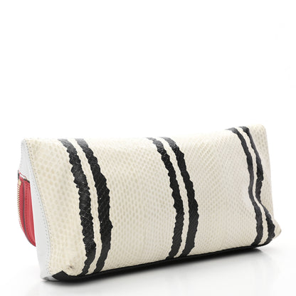 Alexander McQueen Snakeskin Padlock Skull Clutch Off White 3 of 10