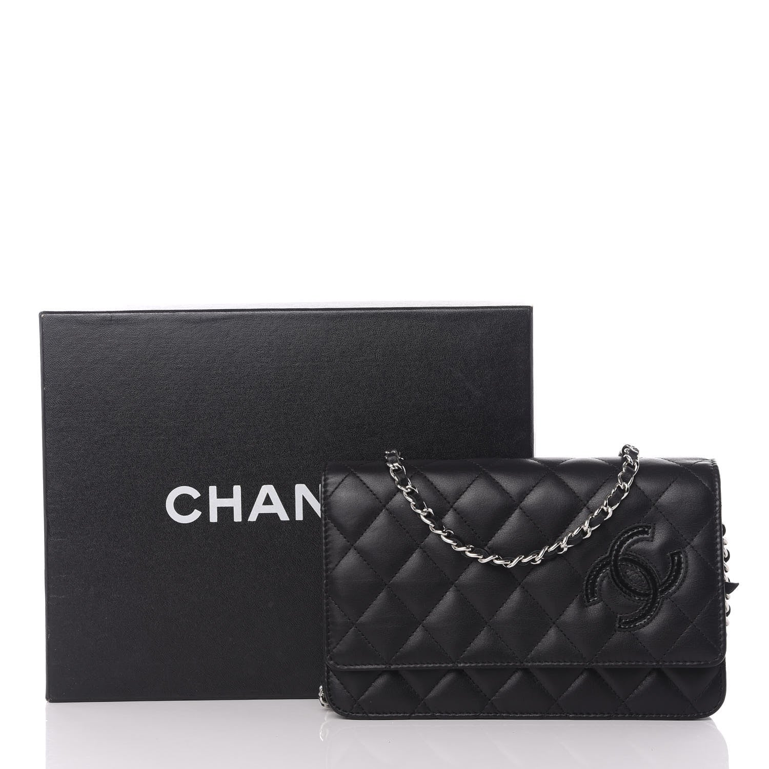 Chanel Calfskin Quilted Wallet On Chain WOC Black 12 of 12