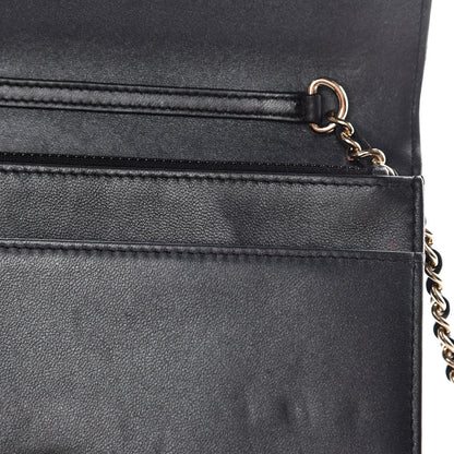 Chanel Iridescent Lambskin Quilted Pearl Wallet On Chain WOC Black 11 of 16
