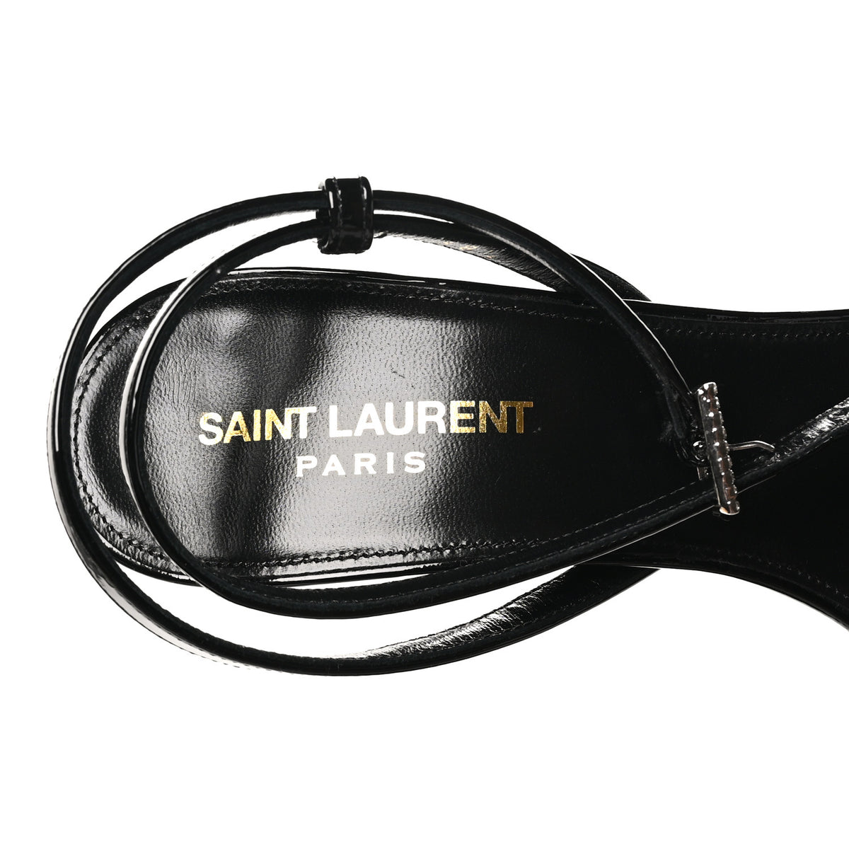 Saint Laurent Patent Calfskin Gippy 110 Crystal Sandals 38.5 Black 7 of 10