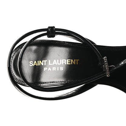 Saint Laurent Patent Calfskin Gippy 110 Crystal Sandals 38.5 Black 7 of 10