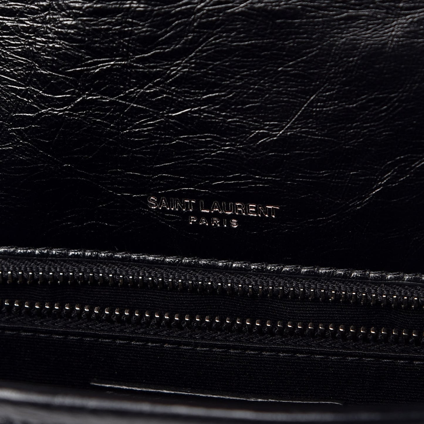 Crinkled Calfskin Matelasse Monogram Medium Niki Chain Satchel Black
