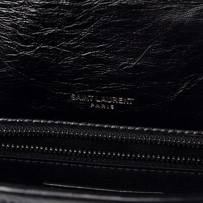 Saint Laurent Crinkled Calfskin Matelasse Monogram Medium Niki Chain Satchel Black 7 of 10