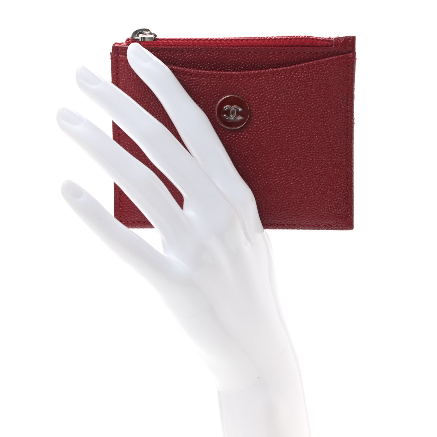 Chanel Caviar CC Zip Card Holder Red 2 of 7