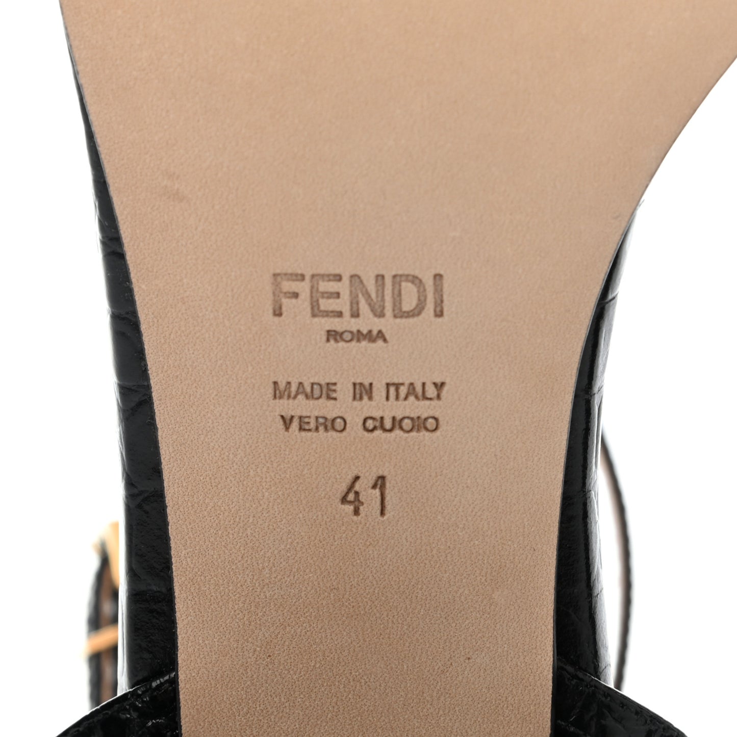 Vitello Crocodile Embossed Promenade Ankle Strap Sandals 41 Black