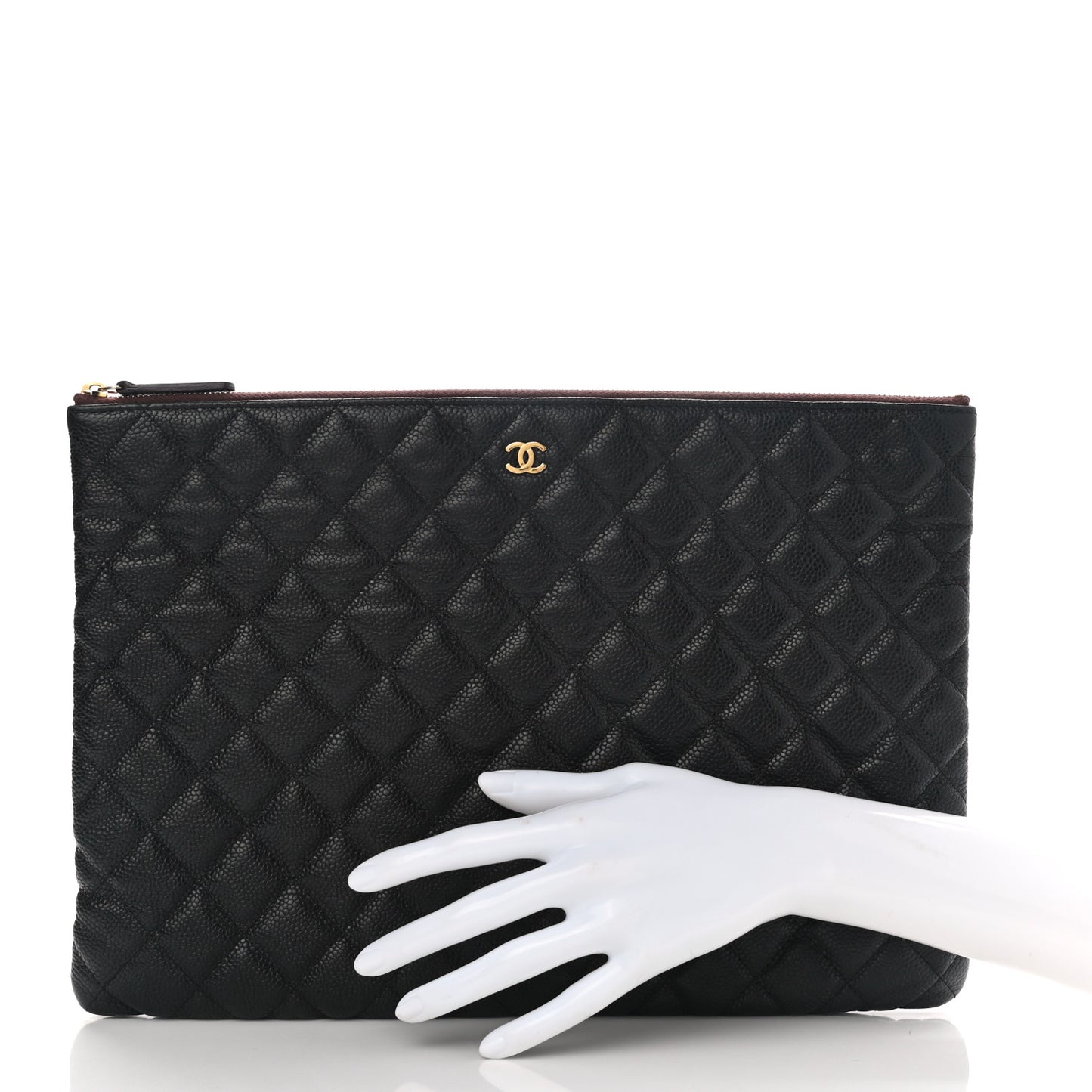 Caviar Quilted Large Cosmetic Case Black