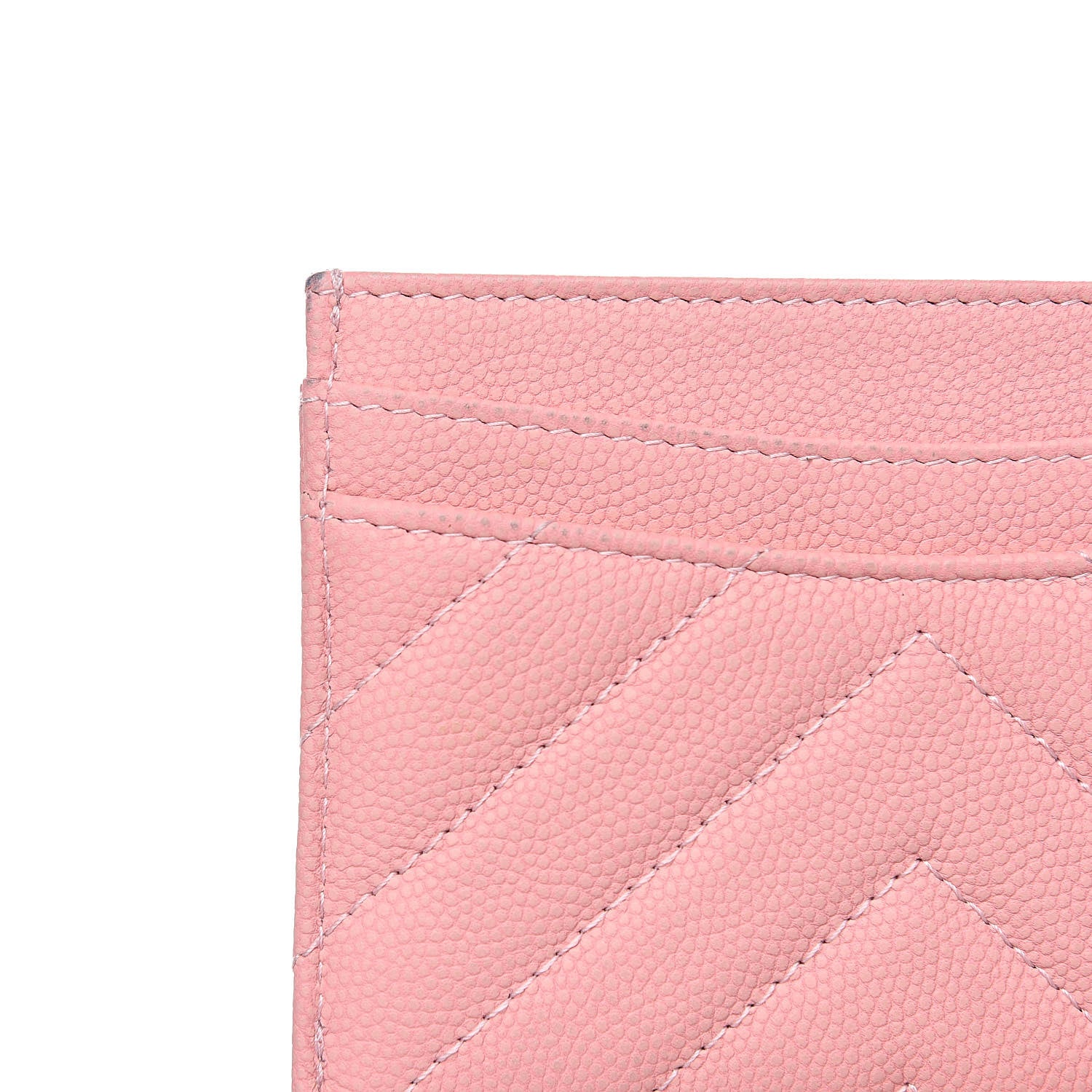 Chanel Caviar Chevron Quilted Card Holder Wallet Pink 9 of 10